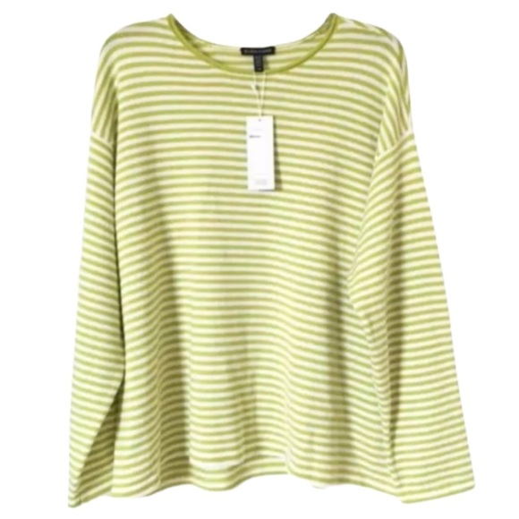 $258 XL Eileen Fisher Merino Wool Top XLarge 18 Vintage Italian Yarn Stripe NWT - Picture 4 of 14